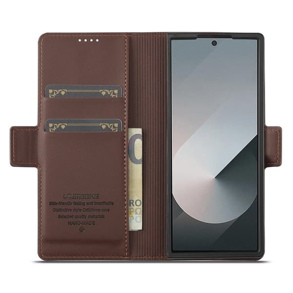 LC.IMEEKE L1 Samsung Galaxy Z Fold6 Plånboksfodral Konstläder - Brun