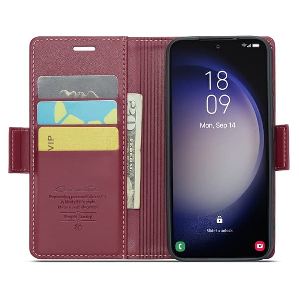 CASEME Plånboksfodral Konstläder för Samsung Galaxy S24 - Röd