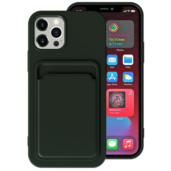 iPhone 13 Pro Max Skal med Kortfack - Mörk Grön Green