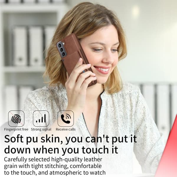 BETOPNICE Samsung Galaxy S21+ 5G Plånboksfodral Konstläder - Brun