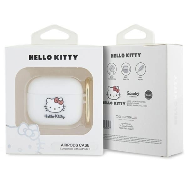 Hello Kitty AirPods 3 Skal Silikon 3D Kitty Head - Vit