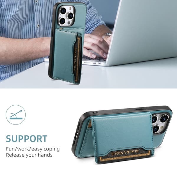 DENIOR iPhone 15 Pro Max Plånboksfodral Konstläder MagSafe Blå