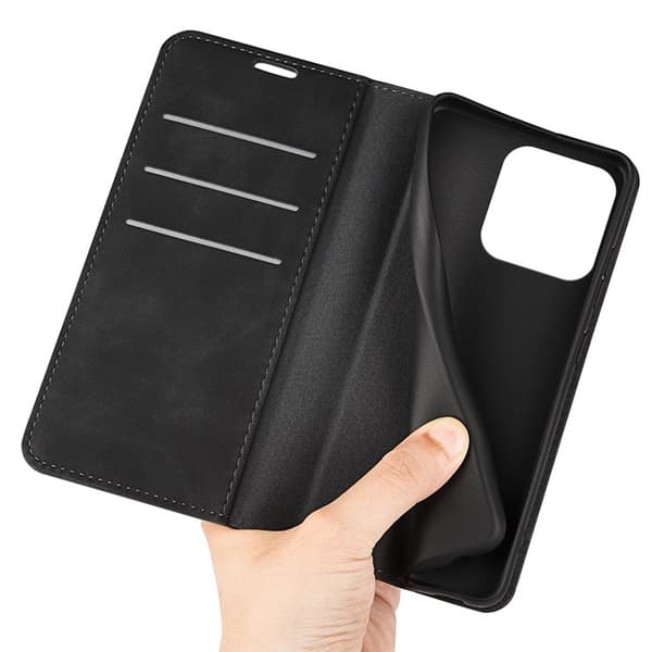 iPhone 15 Plus Plånboksfodral Flip PU-Läder - Svart Svart