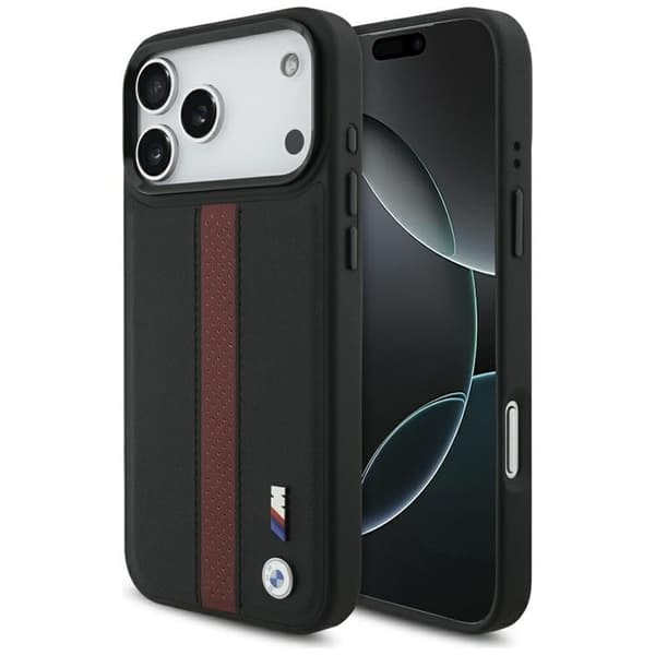 BMW telefontaske til iPhone 17 Pro Max MagSafe M perforeret stribe logo - rød Röd