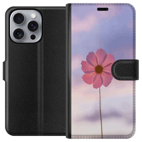 Pung Taske til Apple iPhone 16 Pro Max med Lyserød Blomst