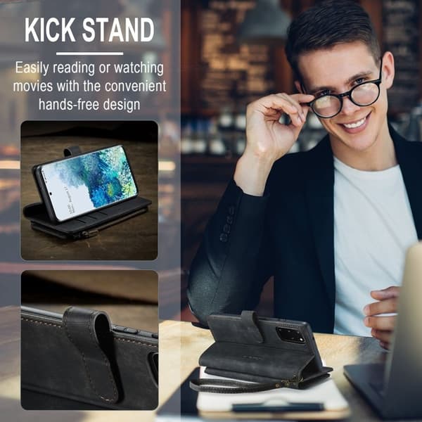 CASEME Konstläder Plånboksfodral för Samsung Galaxy S20 Plus - Svart