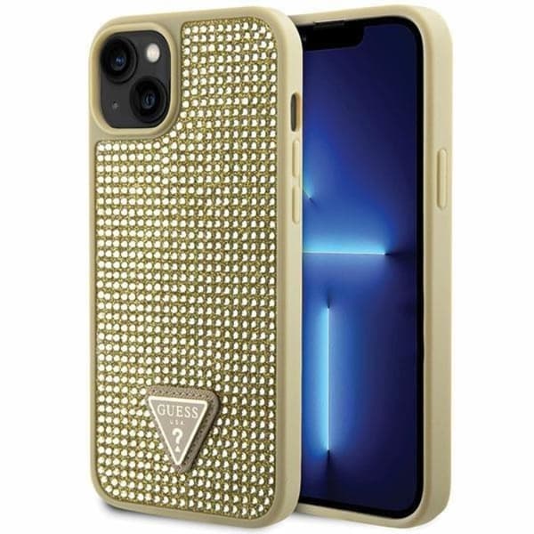 Guess iPhone 14 -kännykkäkuori Rhinestone Triangle - Kulta Guld