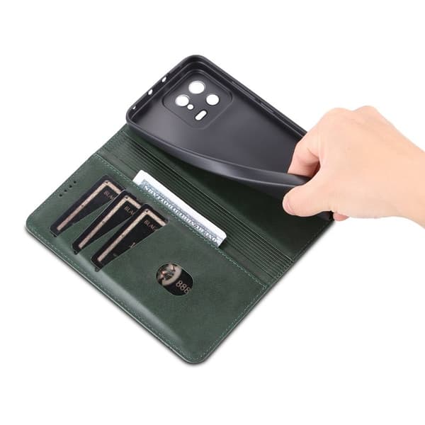 AZNS Xiaomi 13 5G Flip Plånboksfodral Konstläder - Grön