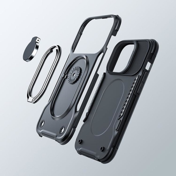 Joyroom iPhone 14 Pro Skal Ringhållare Dual Hinge - Svart