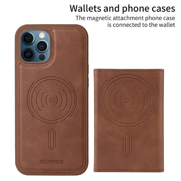 BETOPNICE iPhone 12 Pro Max Plånboksfodral Konstläder - Brun