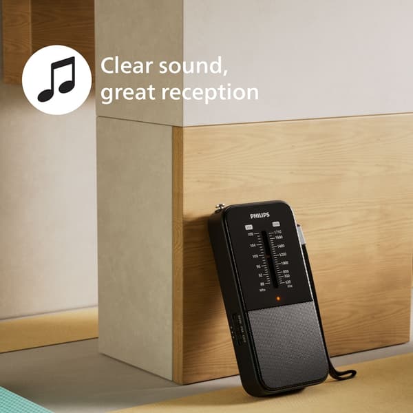 Philips Batteri-driven fick-radio med högtalare Analog FM/MW tuner Black