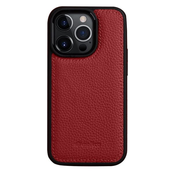 MELKCO Mobilskal till iPhone 14 Pro Max Äkta Läder + Mikrofiber + PC Röd