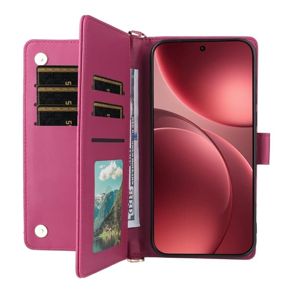 Oppo Find X9 Pro 5G Ställ Plånboksfodral Konstläder - Rosa