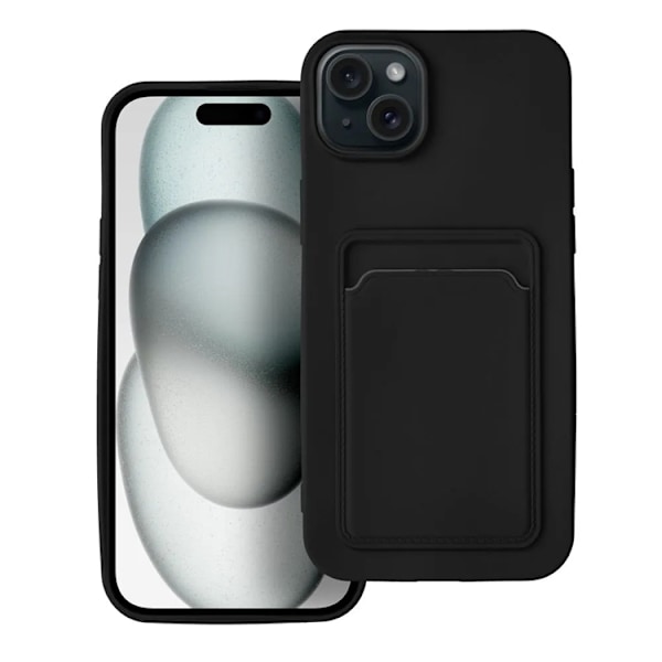 iPhone 15 Plus Mobilskal Korthållare - Svart Svart