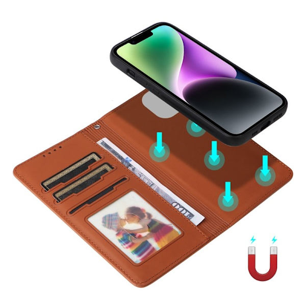 BETOPNICE iPhone 14 Plus Plånboksfodral - Avtagbart Konstläder - Brun