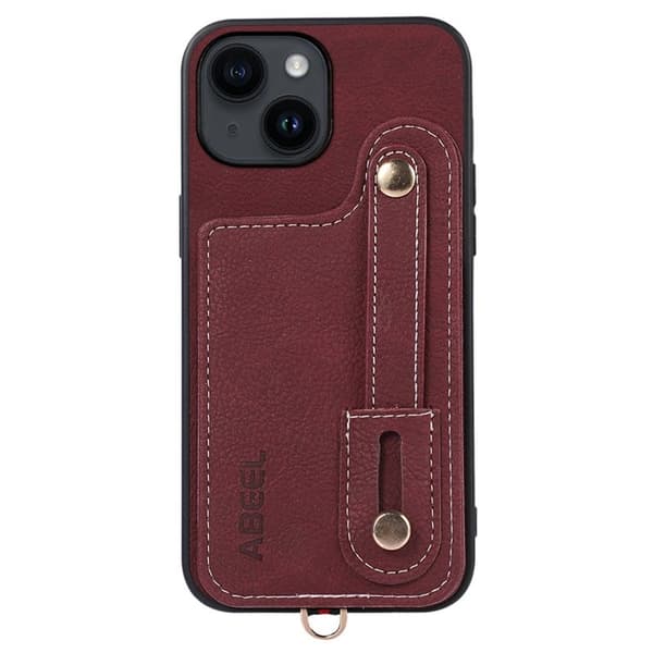 ABEEL Style 03 Mobilskal till iPhone 15 Plus PU Läder Purplish Röd