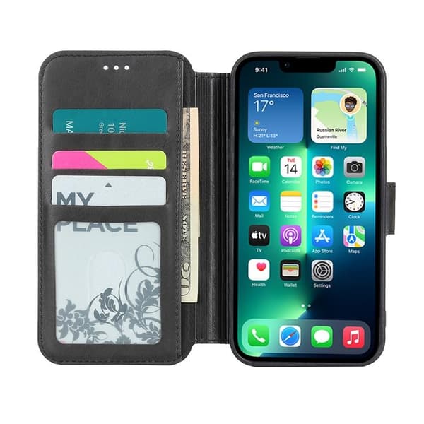 BOOM iPhone 14 Plus Punge Etui Kalveskind - Sort Black