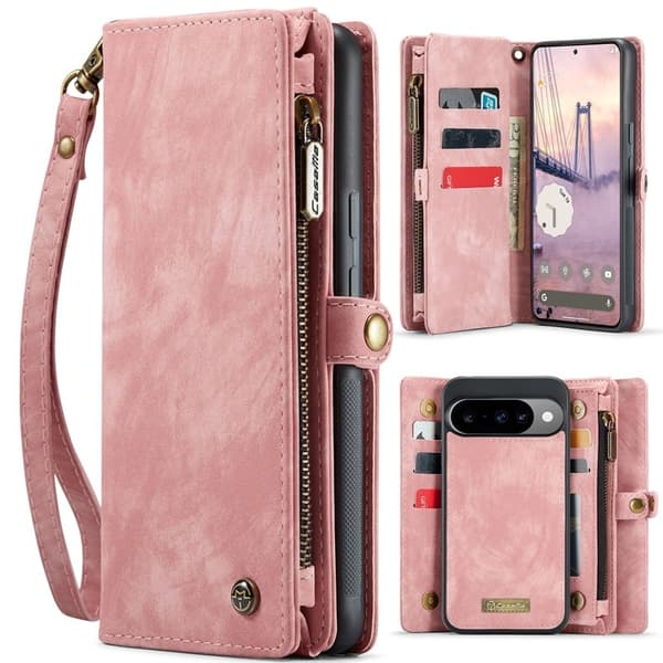 CASEME 008 Plånboksfodral till Google Pixel 10 Pro Konstläder - Rosa