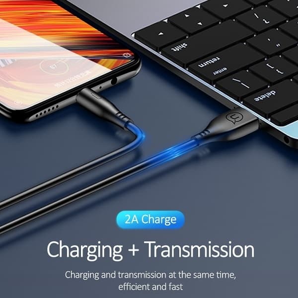 USAMS Kabel U18 microUSB 2A Hurtig opladning 1m sort SJ268USB01