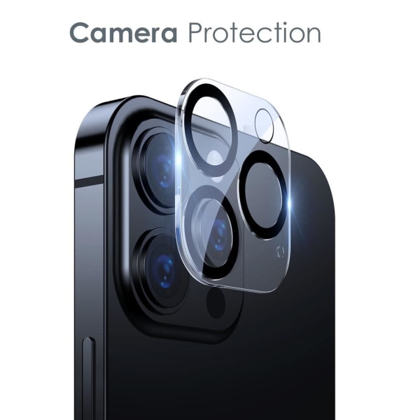 [2-PACK] iPhone 14 Pro -kameran linssin suojus, musta karkaistu lasi