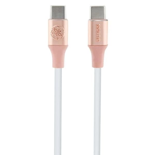 Guess USB-C til USB-C Kabel 1.5m Ebossed Logo - Lyserød Rosa