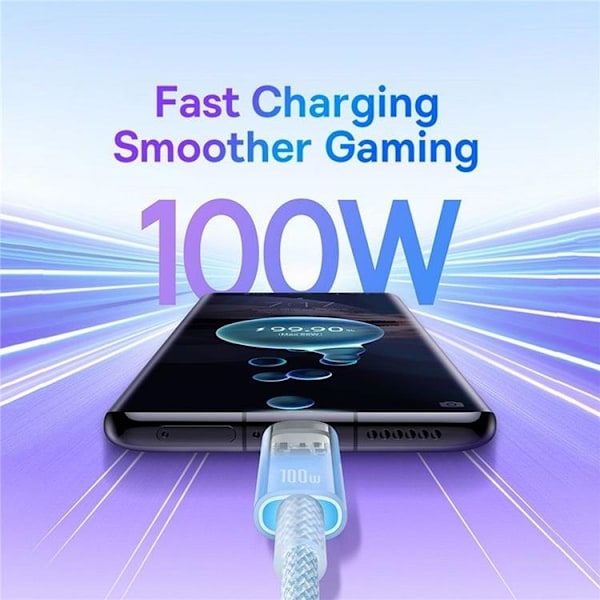 Baseus USB-C till USB-C kabel 2m 100W - Blå Blå