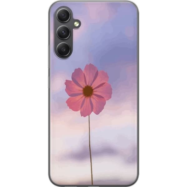 Telefontaske til Samsung Galaxy A15 5G med lyserød blomst