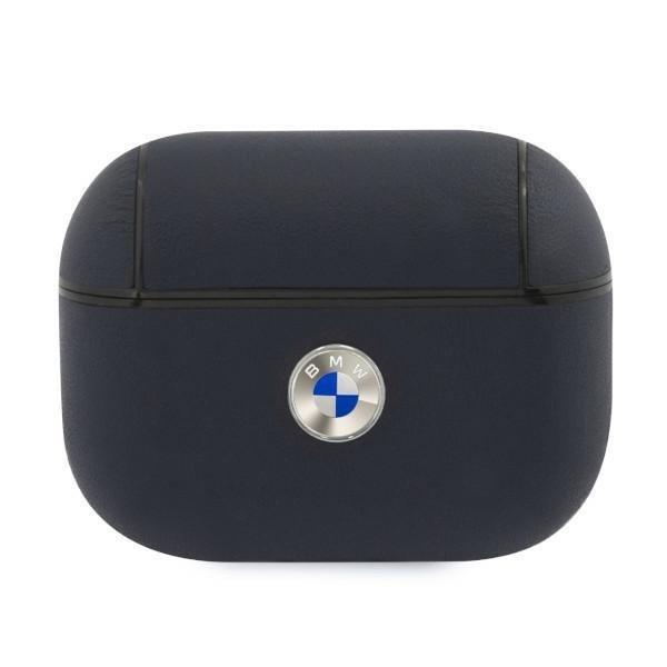 BMW Genuine Leather Silver Logo Cover AirPods Pro - Navy Silver