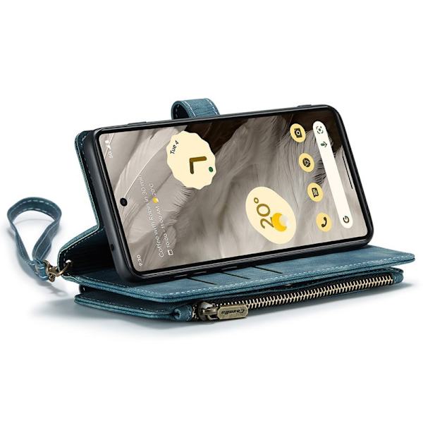 CASEME Konstläder Plånboksfodral till Google Pixel 7a med rem - Blå