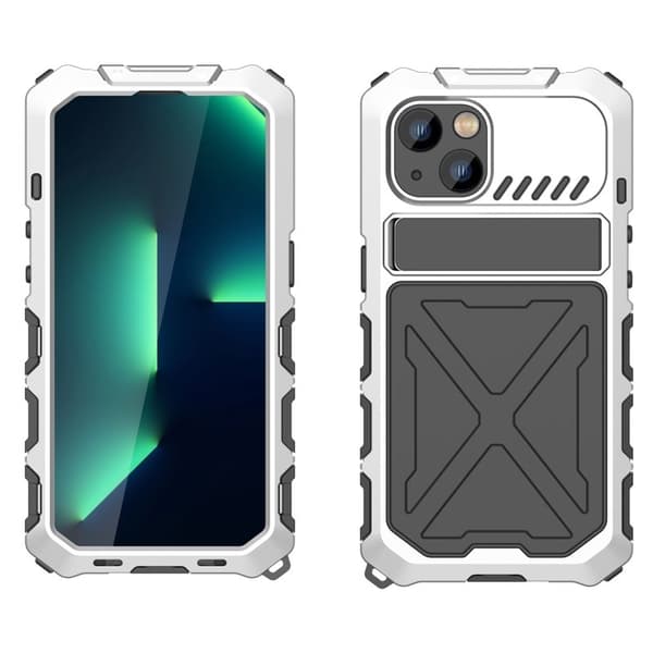 R-JUST Mobilskal till iPhone 14 Plus i Silikon + Metall Skydd Silver