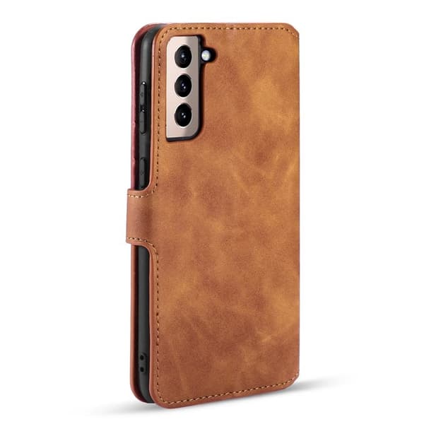 DG.MING Samsung Galaxy S21 Plånboksfodral Retro Konstläder Brun