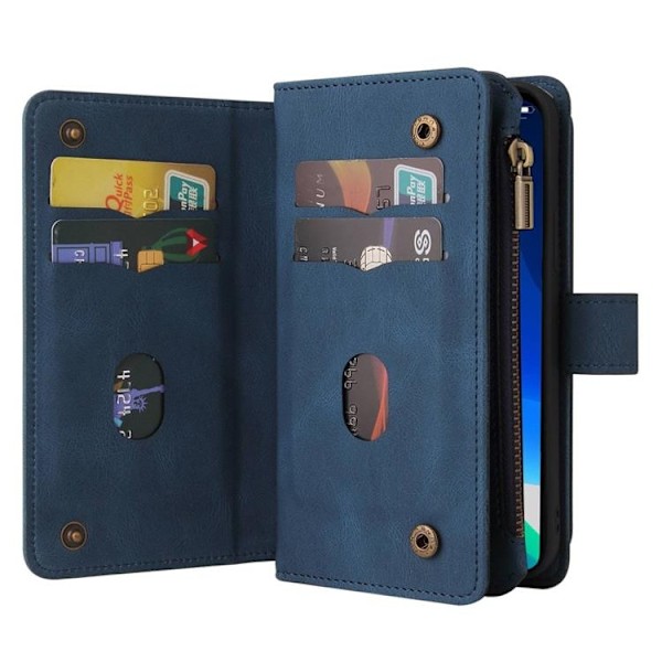 iPhone 14 Pro Max Plånboksfodral KT Zipper - Blå