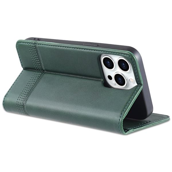 AZNS iPhone 15 Pro Max Plånboksfodral i Konstläder - Grön