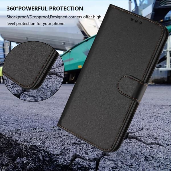 iPhone 16 Pro Plånboksfodral Läder med Handledsrem - Svart Svart