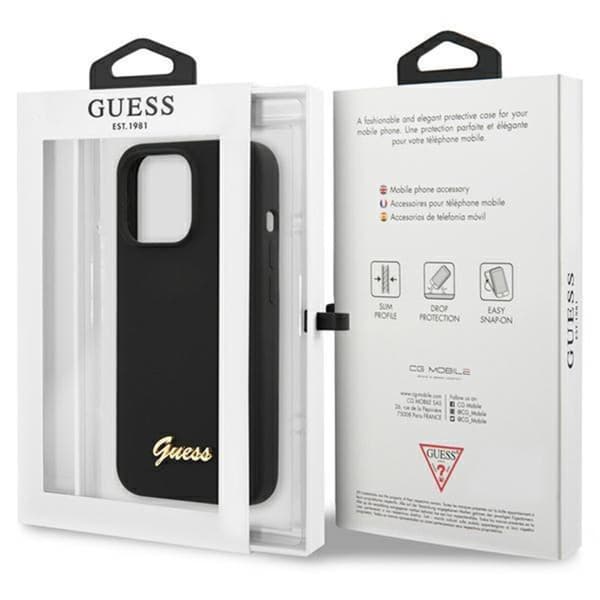 Guess Mobilskal till iPhone 13 Pro Max Script Gold Logo - Svart Svart