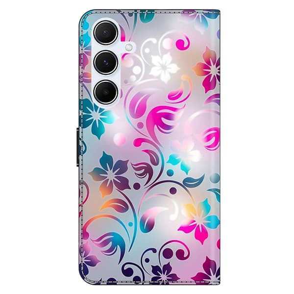 Galaxy A17 5G Konstläder Plånboksfodral Pattern Printing - Craft Flowers Rosa