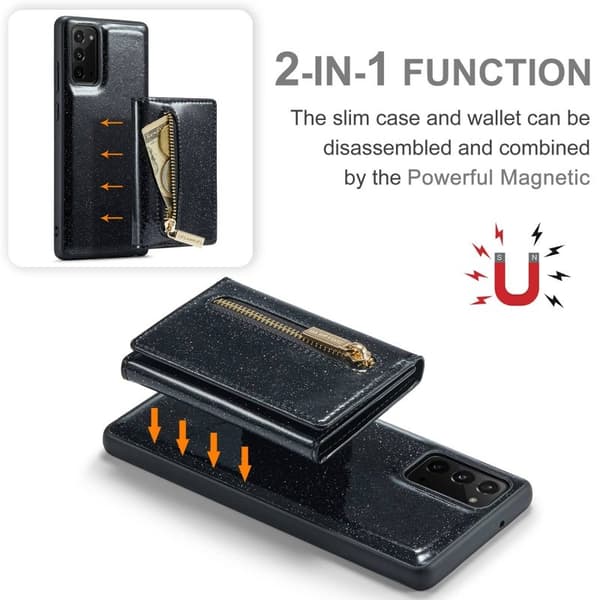 DG.MING M3 Series Konstläder Plånboksfodral för Samsung Galaxy Note20 5G - Svart