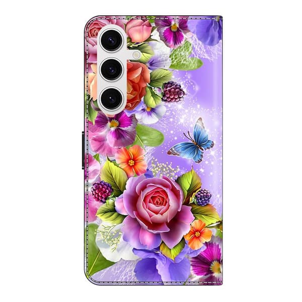 Plånboksfodral för Samsung Galaxy S26 Plus Mönstertryck Konstläder - Blommor
