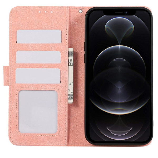 ABEEL iPhone 12 / 12 Pro Plånboksfodral RFID-Skydd Konstläder - Rosa
