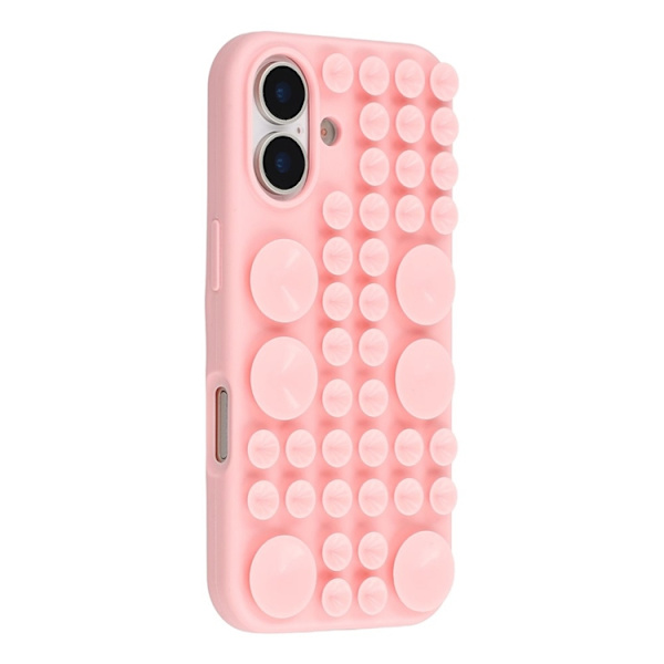 Mobilskal till iPhone 17 Sugkopp Silikon med Tygfoder - Rosa Rosa