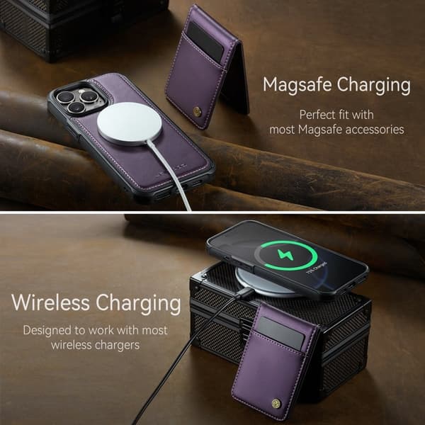 JEEHOOD J06 Mobilskal till iPhone 12 Pro Max Läder MagSafe Lila