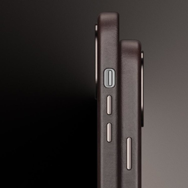 Dux Ducis iPhone 14 Pro -kotelo MagSafe Naples -nahka - tummanruskea