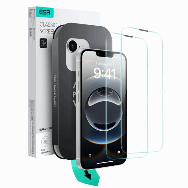 ESR [2-Pack] iPhone 13/13 Pro/14/16e Härdat Glas Skärmskydd Transparent