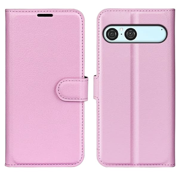 Sony Xperia 10 VII Konstläder Plånboksfodral Litchi Texture - Rosa Rosa