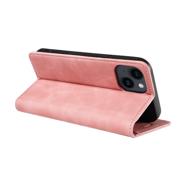 BETOPNICE 003 för iPhone 15 Plånboksfodral RFID Blocking Konstläder - Rosa