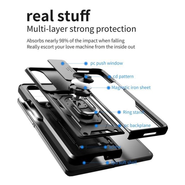 Galaxy Z Fold 4 Skal Camshield Ringhållare - Röd