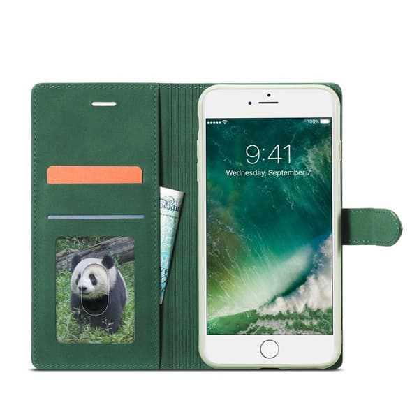 FORWENW F1 Series Plånboksfodral för iPhone 7/8/SE - Konstläder - Grön