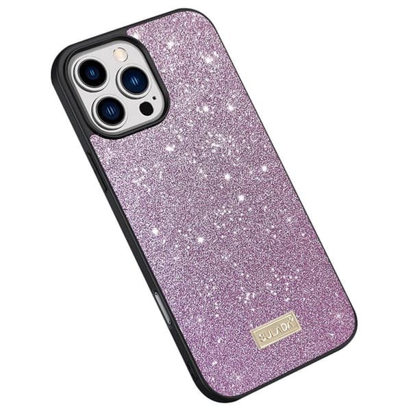 SULADA Mobilskal till iPhone 16 Pro PU Läder + PC + TPU Glittrande Lila