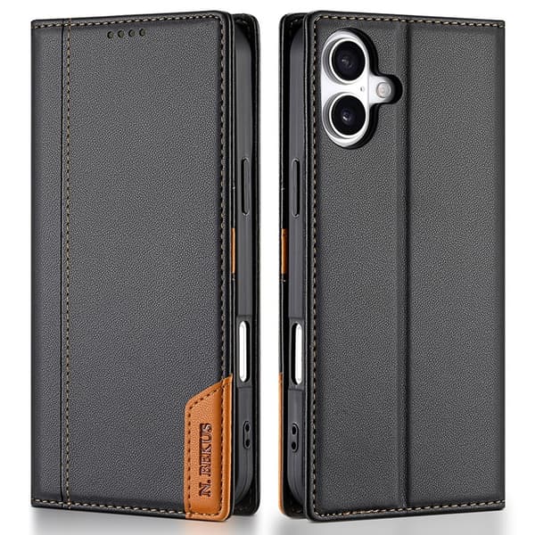N.BEKUS iPhone 17 Konstläder Plånboksfodral RFID-Skydd P3 - Svart Svart
