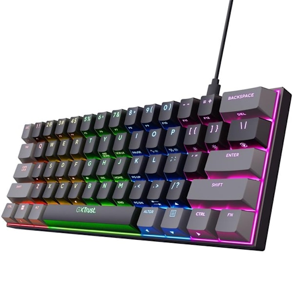 Trust English Keyboard Nordisk Layout Acira Mini Svart, Grå